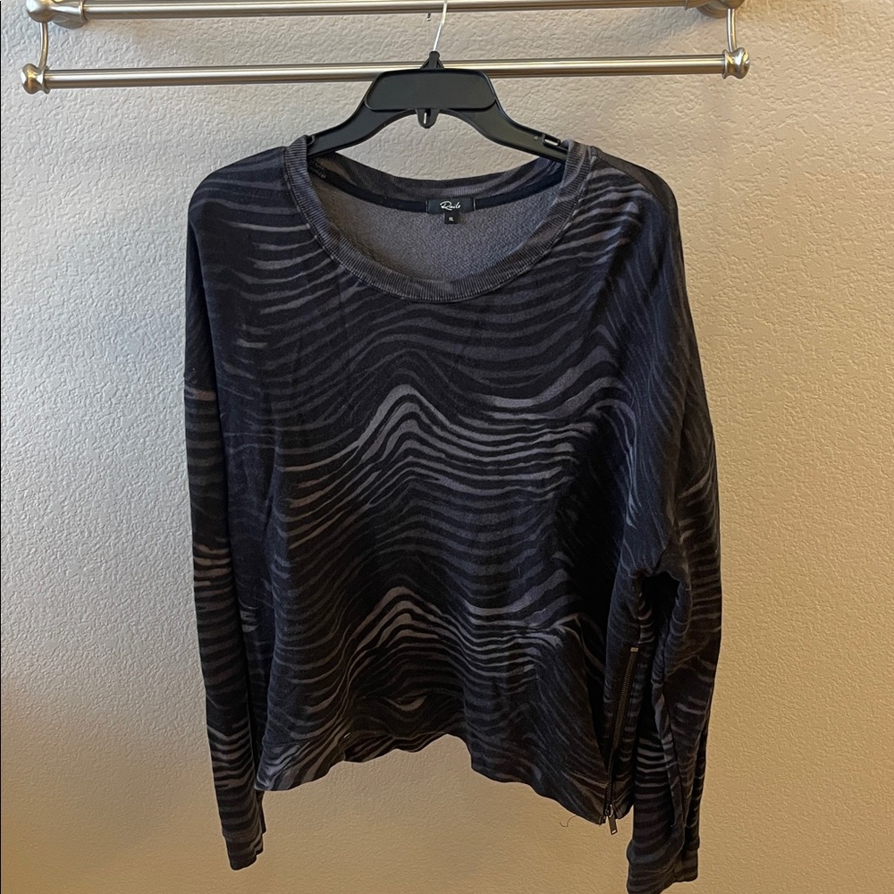 Rails Pullover Marlo Flocked Black Print Sweatshirt Womens